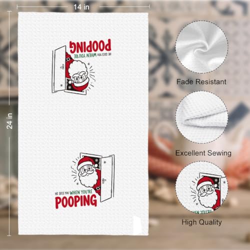 Christmas Bathroom Hand Towel Set - Funny Santa Decor Gifts
