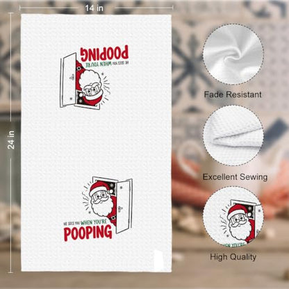 Christmas Bathroom Hand Towel Set - Funny Santa Decor Gifts