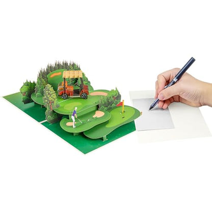 GUUEIG 3D Golf Cart Pop-Up Card - Unique Birthday, Anniversary, Father's Day Gift for Golf Enthusiasts - Golf Card Variation