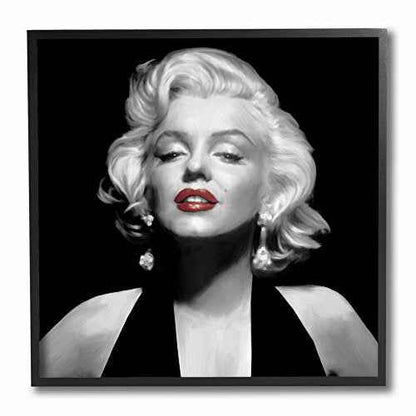 The Stupell Home Decor Collection ccp-265_fr_12x12 Marilyn Red Lips Illustration Framed Giclee Texturized Art, Multicolor