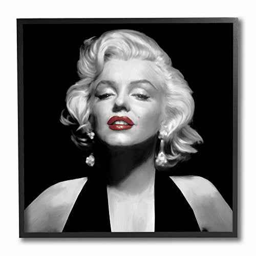 The Stupell Home Decor Collection ccp-265_fr_12x12 Marilyn Red Lips Illustration Framed Giclee Texturized Art, Multicolor