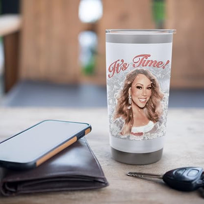 Christmas Music Tumbler - 20oz Insulated Stainless Steel Travel Mug with Leak-Proof Lid - White