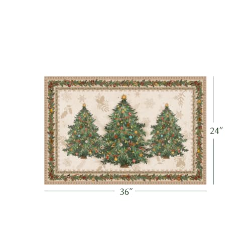 Beige Christmas Scatter Rug 2x3 ft for Bathroom Door - Washable, Non-Slip