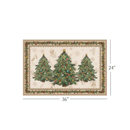 Beige Christmas Scatter Rug 2x3 ft for Bathroom Door - Washable, Non-Slip