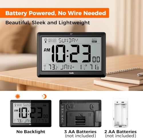 Atomic Wall Clock with Indoor Outdoor Temperature and Time Zones
