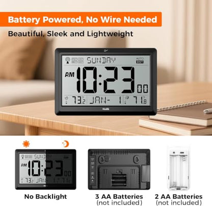 Atomic Wall Clock with Indoor Outdoor Temperature and Time Zones