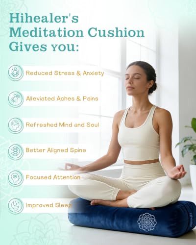 Dusty Blue 3-in-1 Yoga Bolster Pillow Set with Velvet Cushion, Eye Pillow & Carry Bag