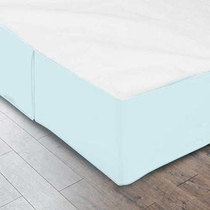 Twin XL Egyptian Cotton Bed Skirt 18-Inch Drop - Classic Box Pleated Aqua Blue