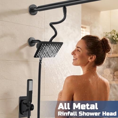 Matte Black Tandem Dual Shower Head System for Couples