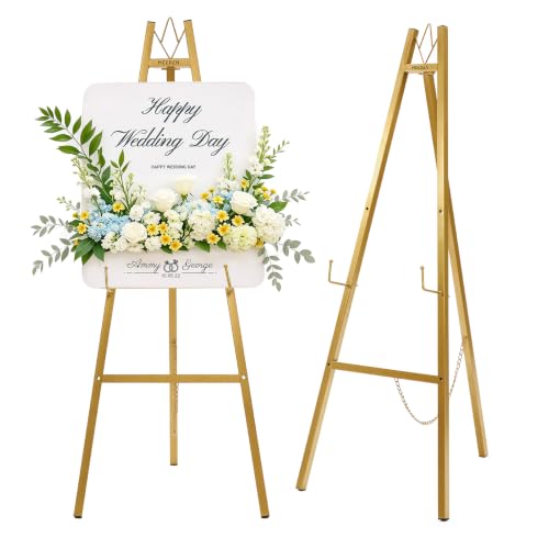 Gold Easel Stand for Sign - Heavy Duty, Adjustable & Assembly-Free Display