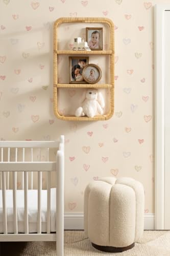 Rectangular Rattan Wall Shelf for Bathroom Storage - Modern Geometric Design