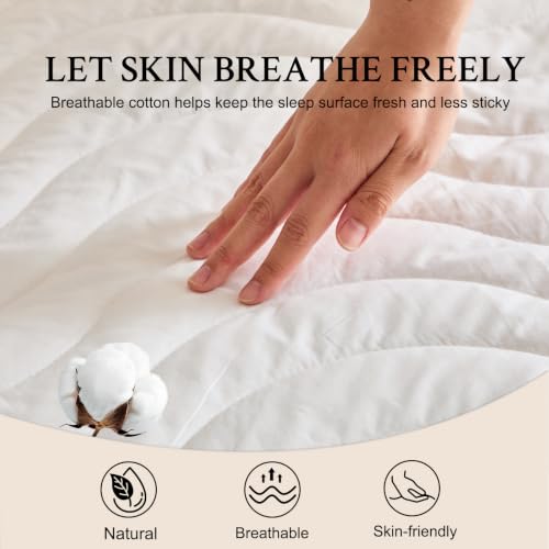Wavy White Wool Mattress Pad King Size - Washable Australian Wool