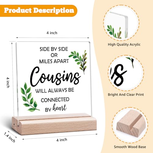Cousin Gift Acrylic Desk Sign for Women - Sister Birthday & Holiday Decor