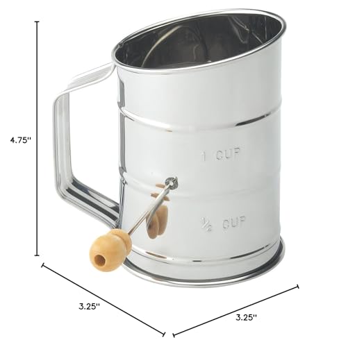 Mrs. Anderson’s Baking Hand Crank Flour Icing Sugar Sifter, Stainless Steel, 1-Cup,Silver