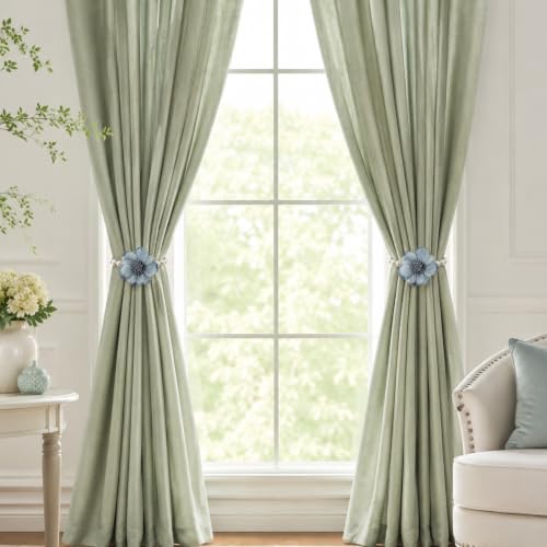 Magnetic Pearl Flower Curtain Tiebacks - Decorative Room Holdbacks, Set of 2