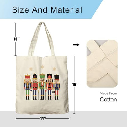 Cotton Canvas Tote Bag for Women - Reusable Grocery, Beach, Travel, 14x16 Inches