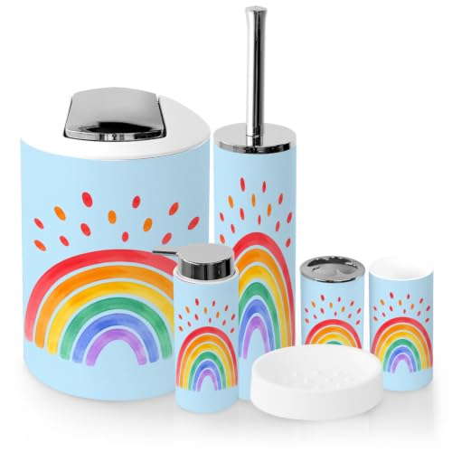 6-Piece Bathroom Accessory Set with Trash Can Soap Dispenser Toothbrush Holder
