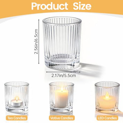 48 Pack Glass Votive Candle Holders - Clear 2x2.5 Inch Tealight Holders - Elegant Home Decor & Wedding Party Supplies