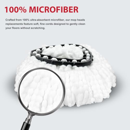 Spin Mop Replacement Set for EasyWring 1-Tank System with Microfiber Heads & Handle