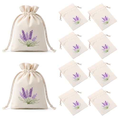 10 Pack Cotton Sachet Bags with Drawstring for Lavender and Herbs