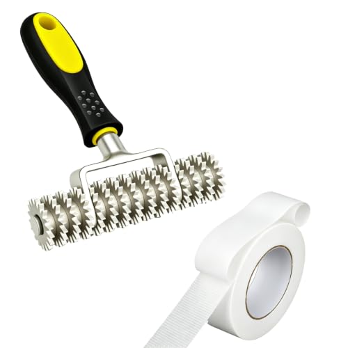 Carpet Seam Roller with Double Sided Tape Kit - Ergonomic Non-Slip Handle, 2.4" x 11 Yd DIY Carpet Repair Set - Roll & Tape Combo