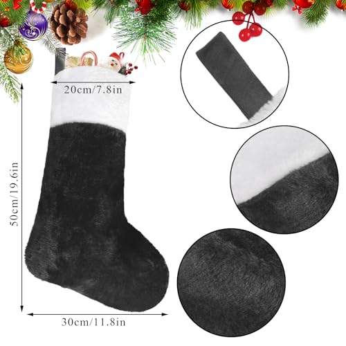 Black Christmas Stockings 6 Pack 18 Inch Large Plush Cuff Holiday Decor