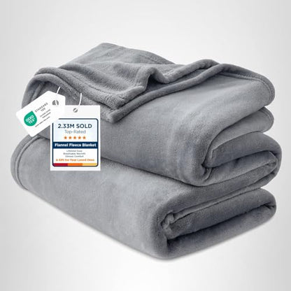 Bedsure GentleSoft Fleece Bed Blankets Queen Size Grey - Soft Warm Spring Blanket Lightweight Cozy Anti-Static Microfiber, Room Home Decor Gifts for Women and Men, 90x90 inches