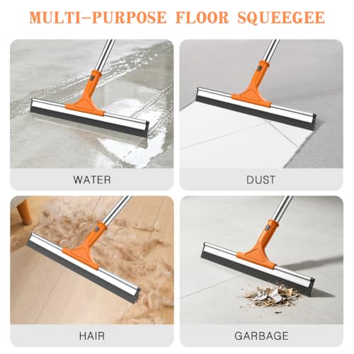 Heavy Duty Floor Squeegee for Tile and Concrete Floors - Adjustable Handle