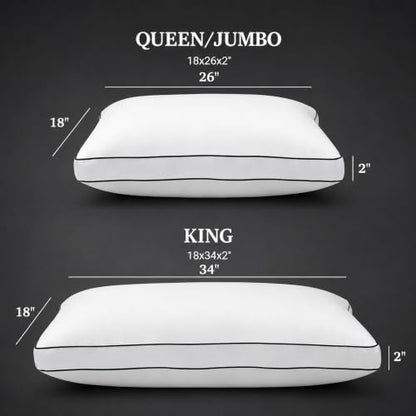 Queen Size Hotel Support Gusset Pillow Set of 2 White - Medium Firm