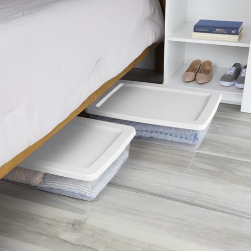 28 Quart Clear Stackable Storage Bins - 4-Pack Under Bed Organizers