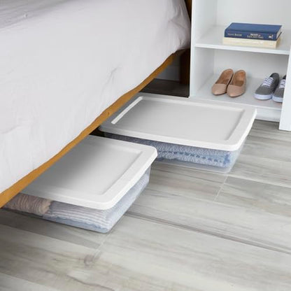 28 Quart Clear Stackable Storage Bins - 4-Pack Under Bed Organizers