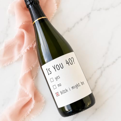 Champagne Bottle Sticker 4.25 x 3.25 Inches Funny 40th Birthday Gift for Men Women - Variation of THIS listing