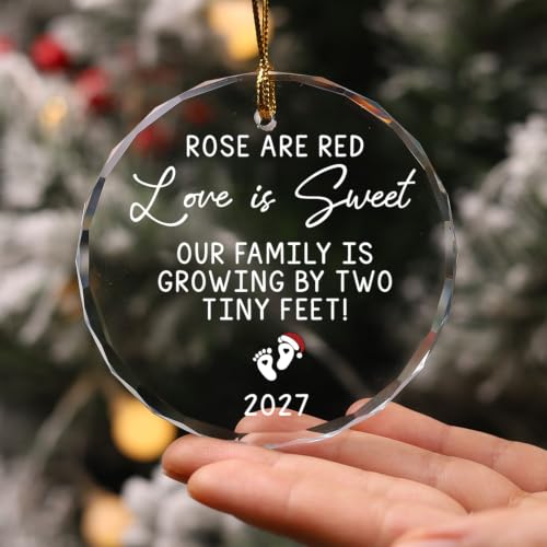 Baby Announcement Ornament 2026 - Pregnancy Reveal Christmas Keepsake - First Time Parents Gift - Variation 02