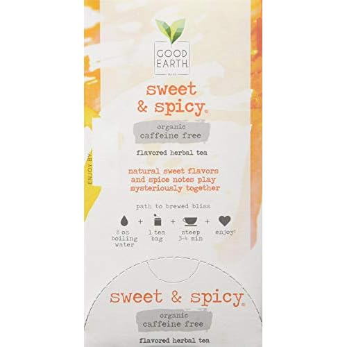 Organic Sweet & Spicy Herbal Caffeine Free Good Earth Teas 18 Tea Bag