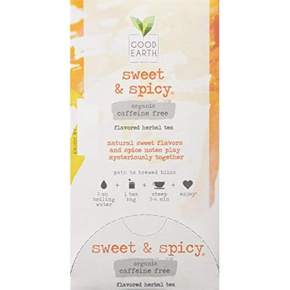 Organic Sweet & Spicy Herbal Caffeine Free Good Earth Teas 18 Tea Bag