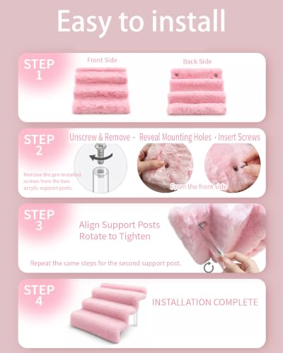 Blush Pink 12IN Plush Perfume Display Stand with 3 Tiers and Faux Fur Texture