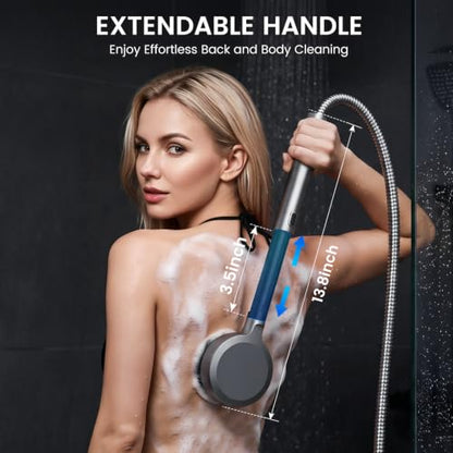 FEELSO 5-Inch High Pressure Handheld Shower Head with Extendable Telescopic System - Gray