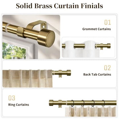 Brushed Gold Heavy Duty Adjustable Curtain Rod 18-88 Inches - NowTopic