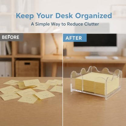 Scalloped Acrylic Sticky Note Holder for Desk Organization