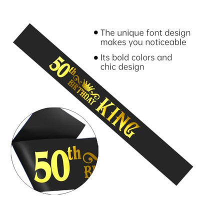 50th Birthday King Sash for Men - Celebration Party Accessory