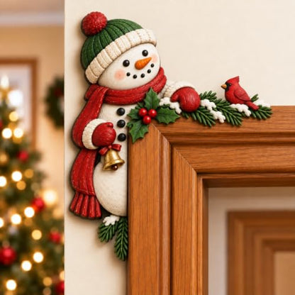 Christmas Peekaboo Door Frame Corner Decor Snow - Holiday Wall Art