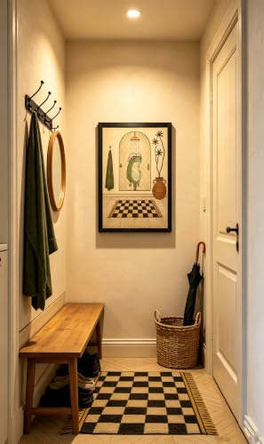 Bathroom Frog Wall Art - 8x10 Inch Framed Funny Frog Bathroom Decor