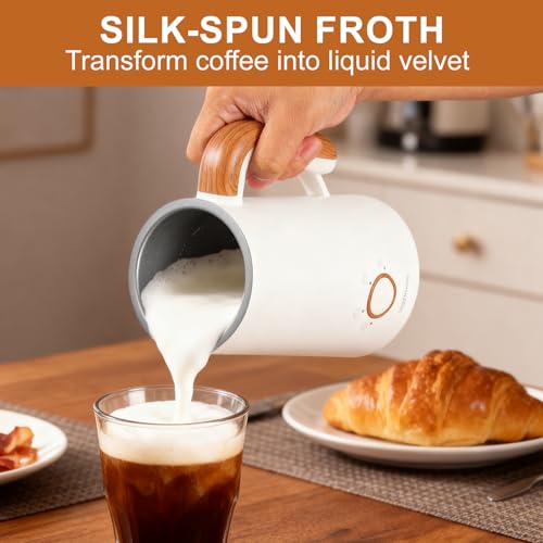 Electric Milk Frother and Steamer 400W - White, Fast Foam & Heating