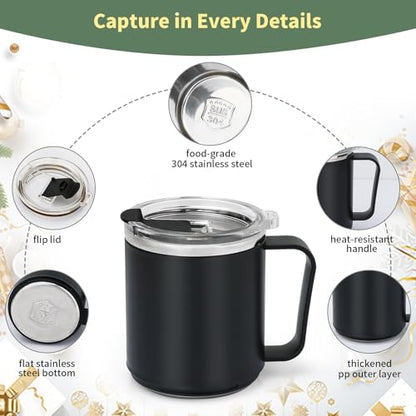 Matte Black Coffee Mug Warmer & 15oz Mug Set for Desk - Smart Temperature Control