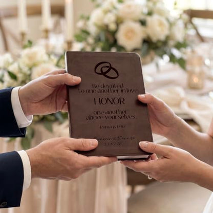 Personalized Wedding Bible with Brown Cover - Engraved Name & Text - Bridal Gift - Custom Edition - D2 Brown Variation