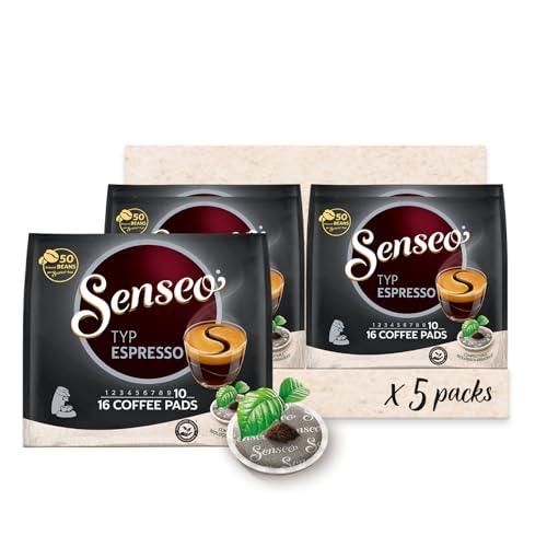 Senseo Coffee Pods Espresso, 80 Pods, 16Count Pods (Pack Of 5) for Coffee Makers, Hot Coffee, Cold Brew Coffee, Espresso, 80Count, 4051963