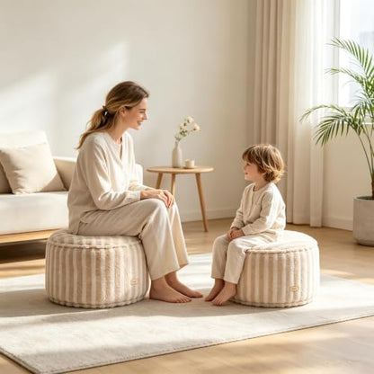 Light Purple Round Pouf Ottoman Cover No Filler Storage Bench - 2 pcs