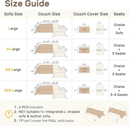 Anti-Slip L Shaped Sectional Couch Cover for 2-3 Seats + Chaise - Dark Grey XL