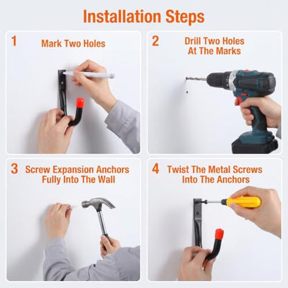 Heavy Duty Garage Hooks 3.5-Inch Wall Hooks for Bikes & Ladders, 100lb Capacity, 24 Pack