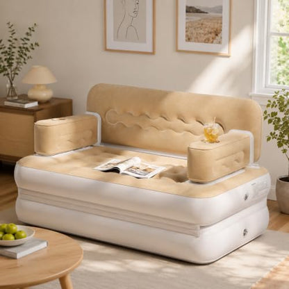 Queen Size Inflatable Air Sofa Bed with Headboard and Pump